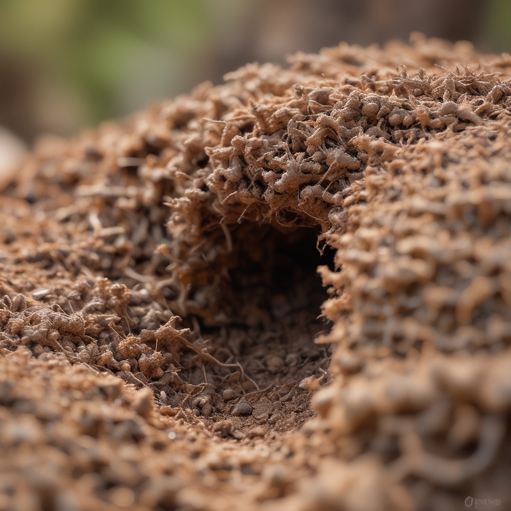 Close-up of an anthill entrance